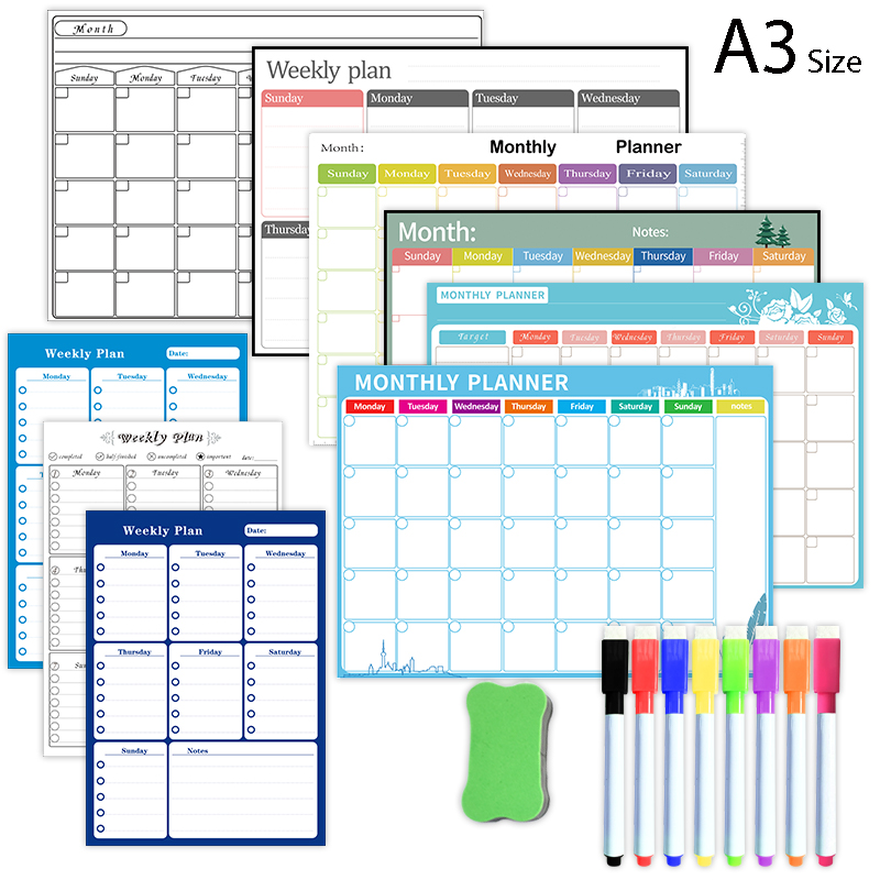 Magnetic Calendar Board - جدول تقويم مغناطيسي أسبوعي شهري، سبورة