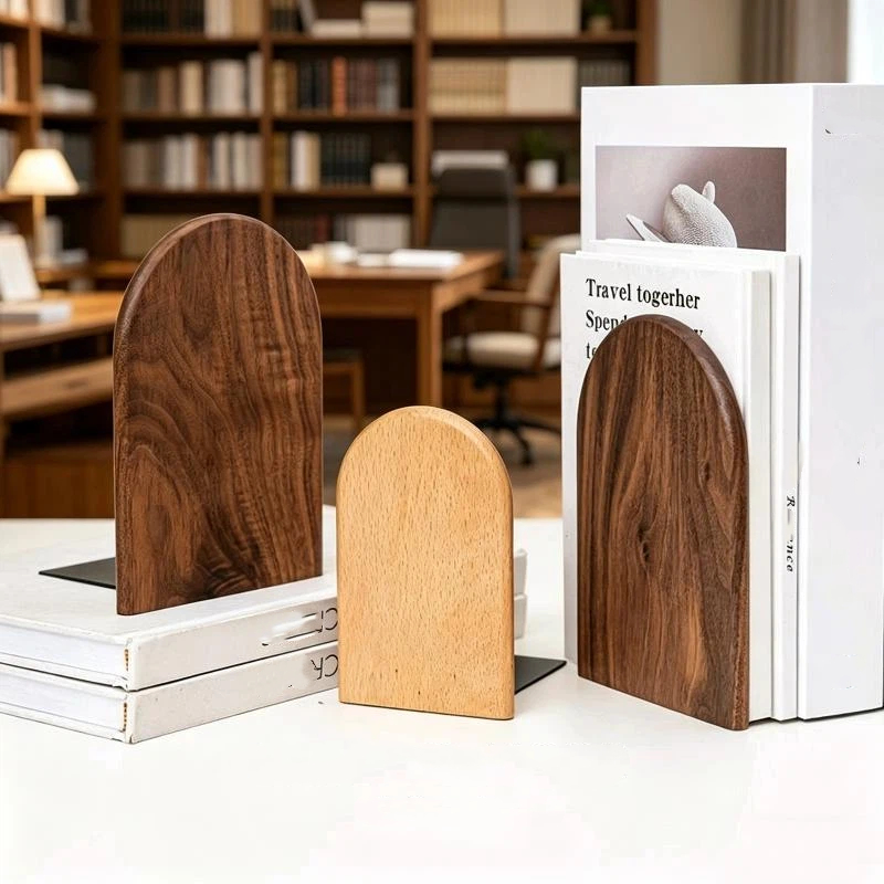 Home Office With Bookshelves - عرض جديد: حوامل كتب خشبية طبيعية،
