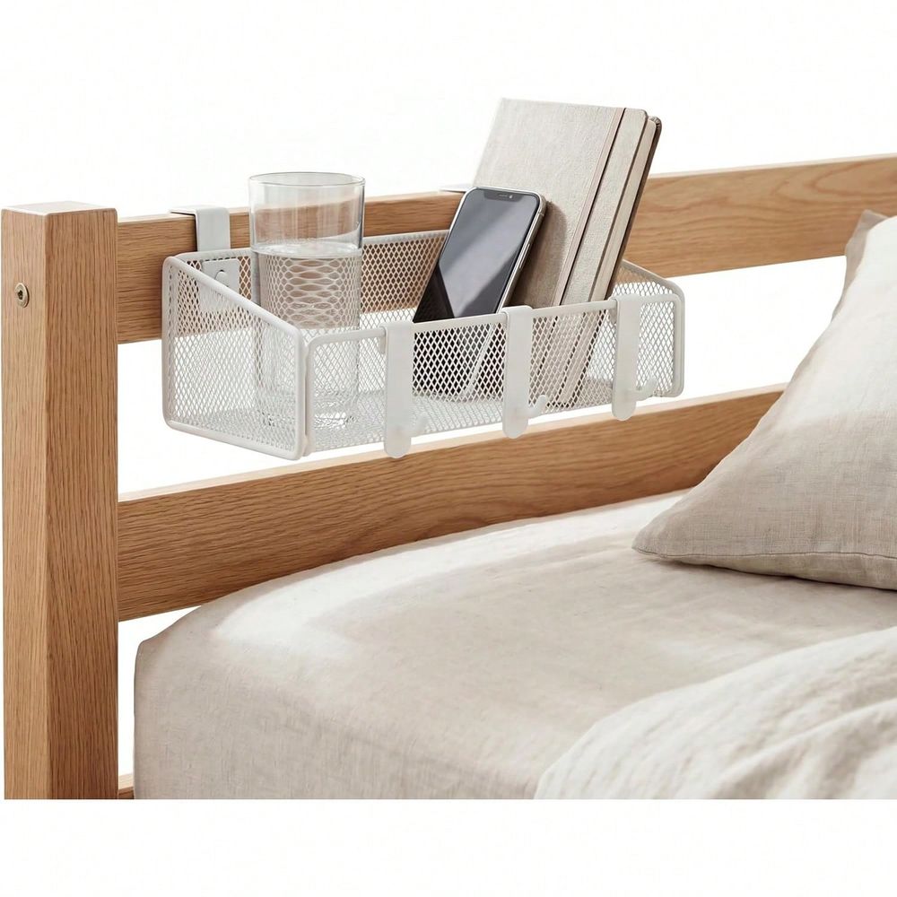 Home Office With Bookshelves - رف جانبي للسرير وسلة تخزين لسرير