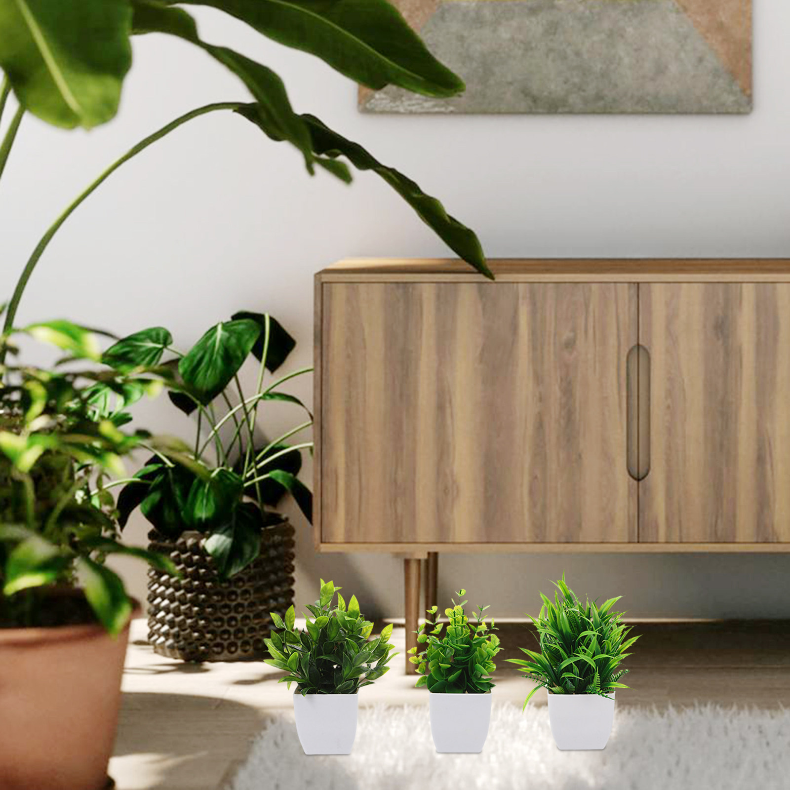 Plant Desk Mini - 3 قطع من النباتات الصناعية الصغيرة