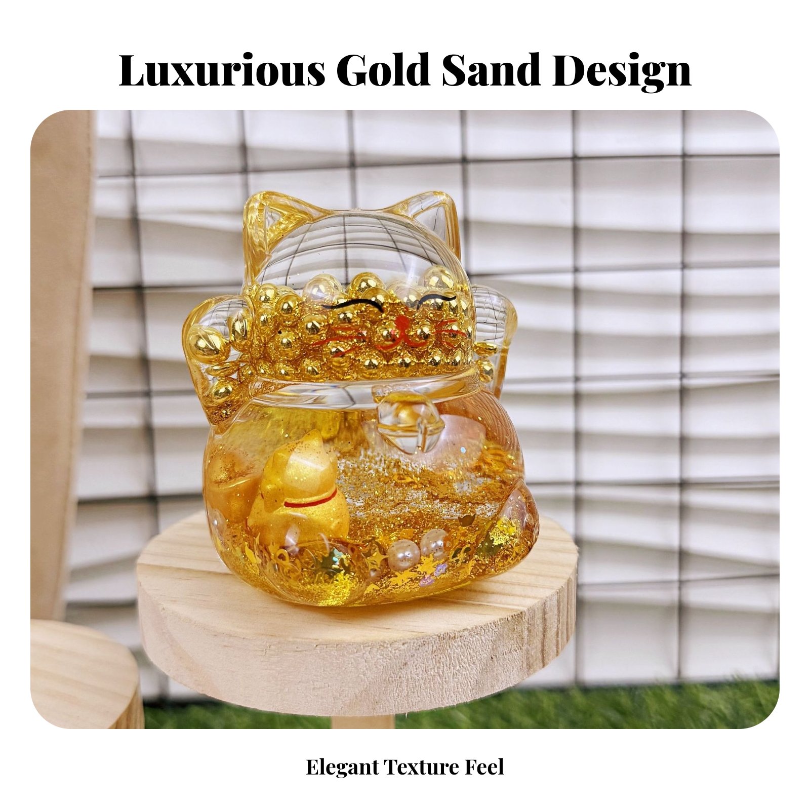 زينة قط الحظ، خرز ذهبي متألق،  - مراجعة Home Office Gifts وسعره