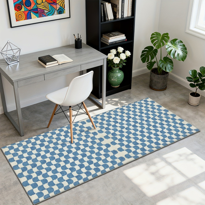 سجادة VIKAMA مربعات زرقاء وبيض - مراجعة Home Office Rug وسعره