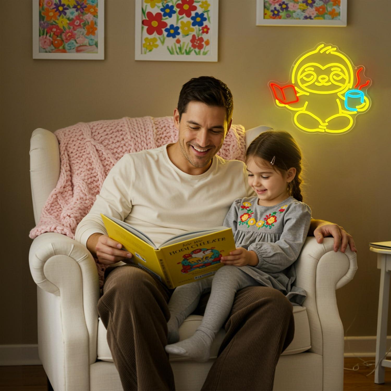 لافتة نيون على شكل كسلان مع إض - مراجعة Home Office Gifts وسعره