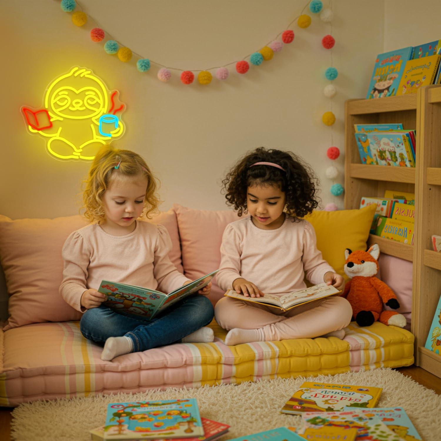 لافتة نيون على شكل كسلان مع إض - مراجعة Home Office Gifts وسعره