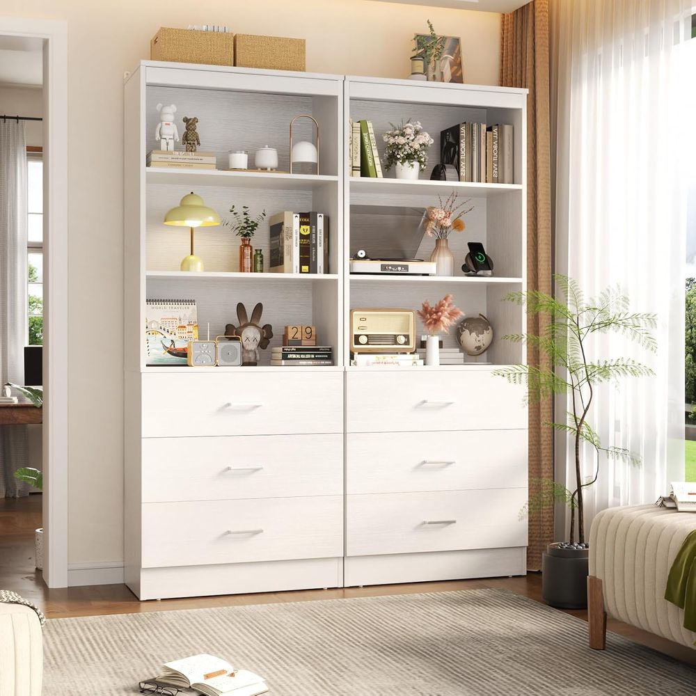 رف كتب خشبي أبيض بستة طبقات مع - مراجعة Home Office With Bookshelves وسعره